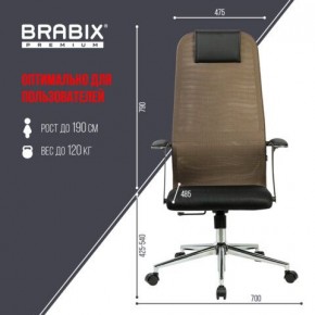 Кресло BRABIX PREMIUM "Ultimate EX-801" хром, плотная двойная сетка Х2, черное/коричневое, 532920 в Ревде - revda.mebel24.online | фото 6