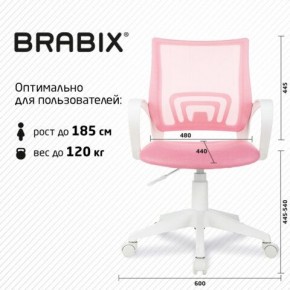 Кресло BRABIX "Fly MG-396W", с подлокотниками, пластик белый, сетка, розовое, 533008 в Ревде - revda.mebel24.online | фото 5