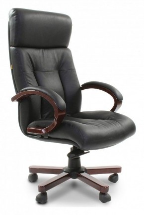 Кресло для руководителя Chairman 421 черный/орех темный, черный в Ревде - revda.mebel24.online | фото 1