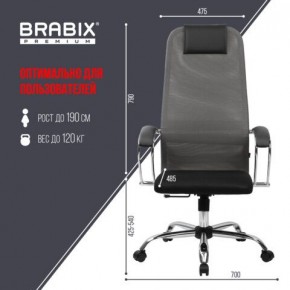 Кресло офисное BRABIX PREMIUM "Ultimate EX-800" хром, плотная двойная сетка Х2, черное/серое, 532912 в Ревде - revda.mebel24.online | фото 3