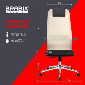 Кресло офисное BRABIX PREMIUM "Ultimate EX-801" хром, плотная двойная сетка Х2, черное/бежевое, 532919 в Ревде - revda.mebel24.online | фото 6