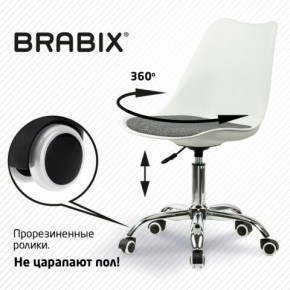Кресло стул BRABIX "Eames MG-310 CH", хром, пластик белый, ткань серая, 532924 в Ревде - revda.mebel24.online | фото 7