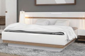 Кровать 140/TYP 91-01 с подъемником, LINATE ,цвет белый/сонома трюфель в Ревде - revda.mebel24.online | фото