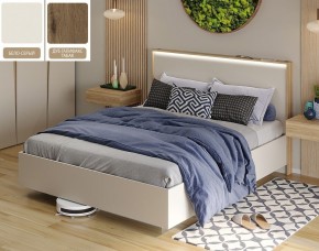 Кровать (Бело-серый U775 ST9/Дуб Галифакс Табак) 1400 в Ревде - revda.mebel24.online | фото