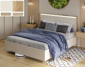 Кровать (Бело-серый U775 ST9/Дуб Небраска натуральный) 1600 в Ревде - revda.mebel24.online | фото