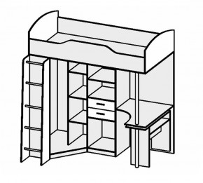 Кровать-чердак Бриз-1 УНИ (Камень тёмный/Бетон светлый) в Ревде - revda.mebel24.online | фото 2