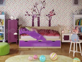 Кровать Дельфин-1 800*1600 (Фиолетовый металлик/дуб крафт белый) в Ревде - revda.mebel24.online | фото