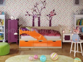Кровать Дельфин-1 800*1600 (Оранжевый металлик/дуб крафт белый) в Ревде - revda.mebel24.online | фото