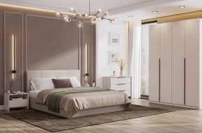 Кровать двойная №4 с основанием (Бежевый) в Ревде - revda.mebel24.online | фото 3
