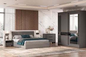Кровать двойная №4 с основанием (Серый) в Ревде - revda.mebel24.online | фото 3