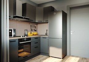 Кухня угловая Антрацит 2200х1000 (Стол. 38мм) в Ревде - revda.mebel24.online | фото 1