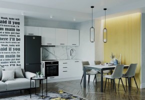 Кухонный гарнитур Белый Глянец 2550 (Стол. 26мм) в Ревде - revda.mebel24.online | фото 1