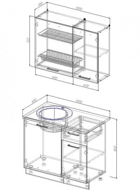 Кухонный гарнитур Бланка 1000 (Стол. 38мм) в Ревде - revda.mebel24.online | фото 2