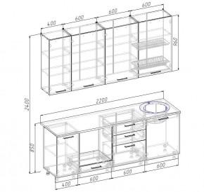 Кухонный гарнитур Дели 2200 (Стол. 26мм) в Ревде - revda.mebel24.online | фото 2