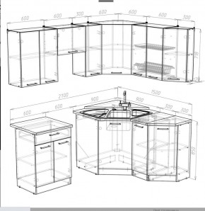 Кухонный гарнитур Ника мега оптима 2100*1500 в Ревде - revda.mebel24.online | фото 3