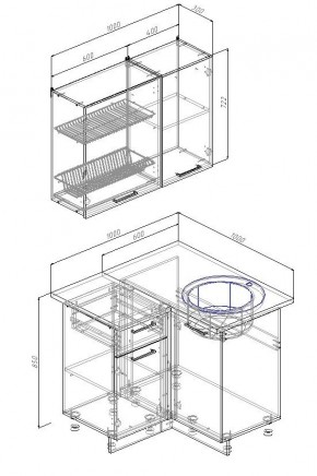 Кухонный гарнитур угловой Шампань 1000х1000 (Стол. 26мм) в Ревде - revda.mebel24.online | фото 2