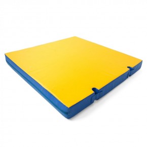 Мат гимнастический 1х1х0,1м с вырезом под стойки цв. синий-желтый в Ревде - revda.mebel24.online | фото 1
