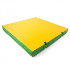 Мат гимнастический 1х1х0,1м с вырезом под стойки цв. зеленый-желтый в Ревде - revda.mebel24.online | фото 1