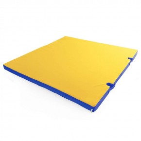 Мат гимнастический 1х1х0,08м с вырезом под стойки цв. синий-желтый в Ревде - revda.mebel24.online | фото 1
