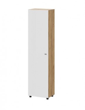 МИЛАН Шкаф одностворчатый (Дуб Золотой/Белый Матовый) в Ревде - revda.mebel24.online | фото