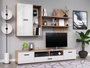 Нэнси New Тумба ТВ ЛДСП (2дв.+1ящ.) Белый глянец/Сонома в Ревде - revda.mebel24.online | фото 3