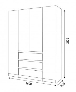 ПАРУС Шкаф 4-х ств. 1600 в Ревде - revda.mebel24.online | фото 3