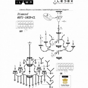 Подвесная люстра iLamp Diamond 6071-18 CR+CL в Ревде - revda.mebel24.online | фото 2