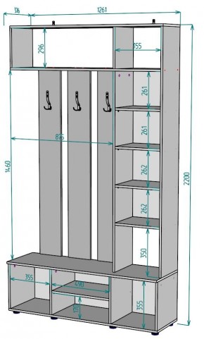 Прихожая с зеркалом V19_M в Ревде - revda.mebel24.online | фото 2