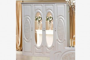 Прованс-2 Шкаф 4-х дверный с 2 зеркалами (Бежевый/Текстура белая платиной золото) в Ревде - revda.mebel24.online | фото