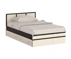 Сакура Кровать с ящиками 1200, цвет венге/дуб лоредо, ШхГхВ 123,5х203,5х80 см., сп.м. 1200х2000 мм., без матраса, основание есть, универсальная сборка в Ревде - revda.mebel24.online | фото 4