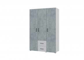 Шкаф 3-х створчатый с ящиками VICTOR (Белый-Бетон) в Ревде - revda.mebel24.online | фото