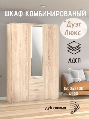 Шкаф комбинированный Дуэт Люкс с зеркалом в Ревде - revda.mebel24.online | фото