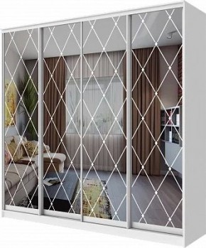 Шкаф-купе ХИТ 23-24/2-6666 РОМБ БОЛЬШОЙ НА 4 ФАСАДА в Ревде - revda.mebel24.online | фото