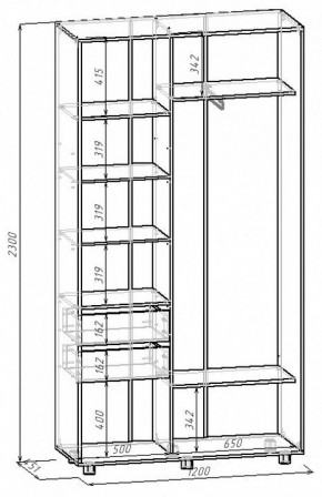 Шкаф-купе Удачный 1200x450x2300 в Ревде - revda.mebel24.online | фото 3