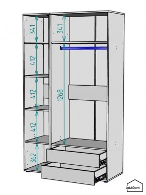 Шкаф Linnea MHR-3PO-2 2050х1200х510 (Белый-М 11.1.2) в Ревде - revda.mebel24.online | фото 3