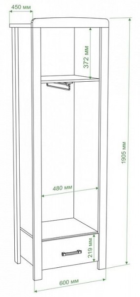 Шкаф платяной Бартоло Ш1Д в Ревде - revda.mebel24.online | фото 2
