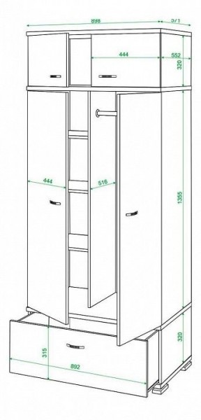 Шкаф платяной Домино КС-20 в Ревде - revda.mebel24.online | фото 3