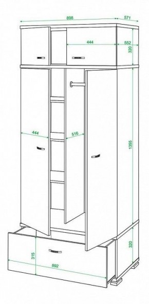 Шкаф платяной Домино КС-20 в Ревде - revda.mebel24.online | фото 3