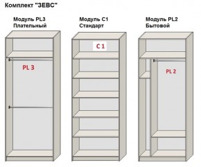 Шкаф распашной серия «ЗЕВС» (PL3/С1/PL2) Серый камень/Небраска натуральный в Ревде - revda.mebel24.online | фото 2