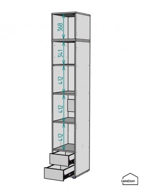 Шкаф с антресолью Linnea MHR-1A-4 2450х400х510 (Графит-М 11.1.25) в Ревде - revda.mebel24.online | фото 3