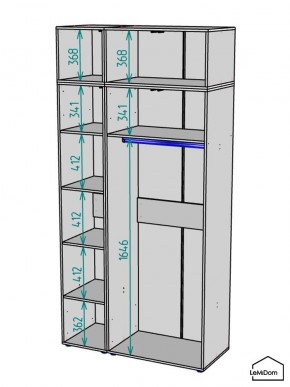 Шкаф с антресолью Linnea MHR-3A-1 2450х1200х510 (Графит-М 11.1.25) в Ревде - revda.mebel24.online | фото 3