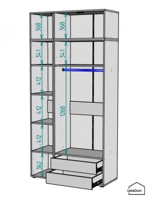 Шкаф с антресолью Linnea MHR-3A-2 2450х1200х510 (ДВ-М 11.1.25) в Ревде - revda.mebel24.online | фото 3