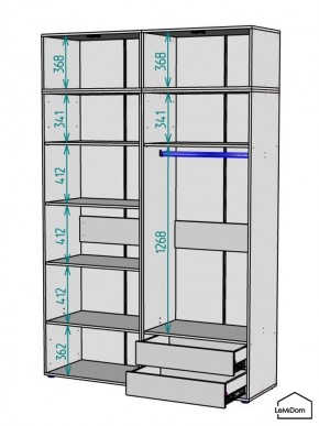 Шкаф с антресолью Linnea MHR-4A-2 2450х1600х510 (ДВ-М 11.1.25) в Ревде - revda.mebel24.online | фото 3