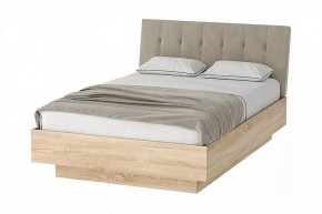 СОНАТА КРС-1400 Кровать с ПМ (дуб сонома/велюр бежевый) в Ревде - revda.mebel24.online | фото