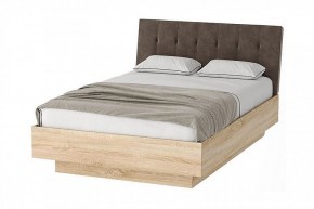 СОНАТА КРС-1400 Кровать с ПМ (дуб сонома/велюр коричневый) в Ревде - revda.mebel24.online | фото