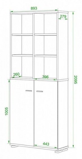 Стеллаж комбинированный Домино Лайт ПУ-30-4 в Ревде - revda.mebel24.online | фото 2