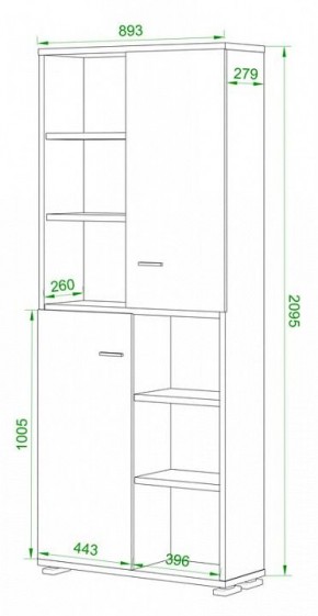 Стеллаж комбинированный Домино нельсон ПУ-30-2 в Ревде - revda.mebel24.online | фото 2