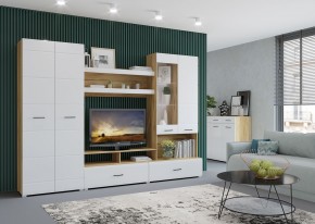 Стенка НЕНСИ 1 (Крафт золотой/Белый глянец) в Ревде - revda.mebel24.online | фото 3
