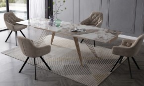 Стол ACERRA NEW 160 GLOSS LUXURY PANDORA SOLID CERAMIC/ каркас цвета шампань, ®DISAUR в Ревде - revda.mebel24.online | фото 3