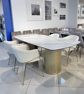Стол BRONTE 220 KL-188 Контрастный мрамор матовый, итальянская керамика/ Шампань, ®DISAUR в Ревде - revda.mebel24.online | фото 3
